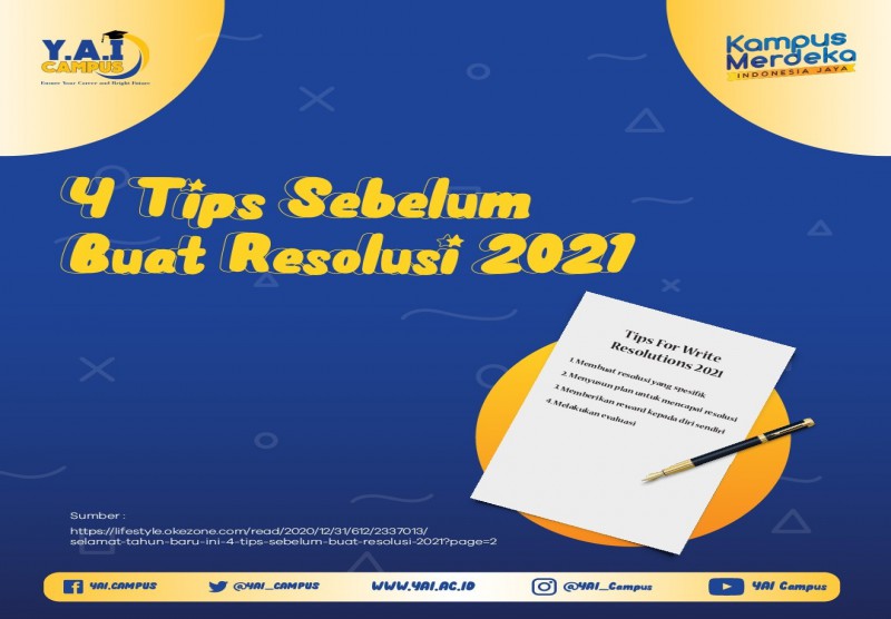 4 Tips Sebelum Buat Resolusi 2021 - Universitas Persada Indonesia Y.A.I