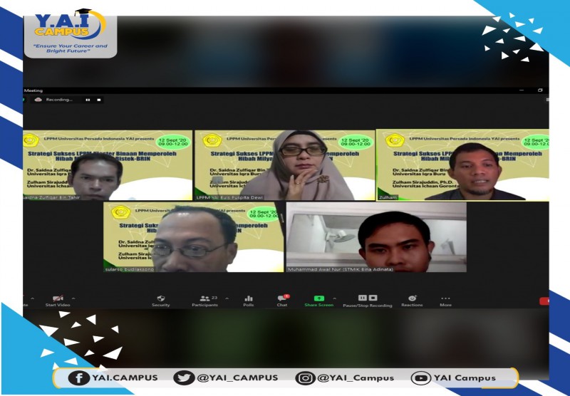 Webinar Pengabdian Masyarakat "Strategi Sukses LPPM Klaster Binaan Memperoleh Hibah Milyaran dari Ristek-BRIN"